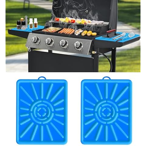Grill Mat, Side Shelf Mat for Blackstone, Silicone Grill Pad for Outdoor Grill Kitchen Counter, Food Grade Griddle Mat, BBQ Grill Mats, Baking Mats, Grill Prep Trays, Hot Pads (2 Pack, Blue) Cover