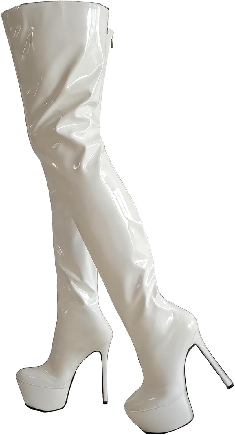 Women Thigh High Boots Back Full Zipper Thin High Heels Boots Platform Party Cosplay Ladies Shoes Woman Plus Size