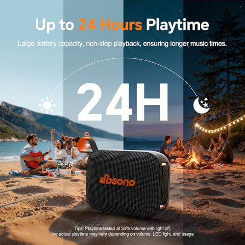 Portable Bluetooth Speaker Waterproof Gift: IPX5 HD Sound Up to 24H Playtime, TWS Pairing, Wireless Speakers with Lights, Mom Gifts, Outdoor|Travel| Camping|Pool|Beach Essentials Accessories-Black - Image 5