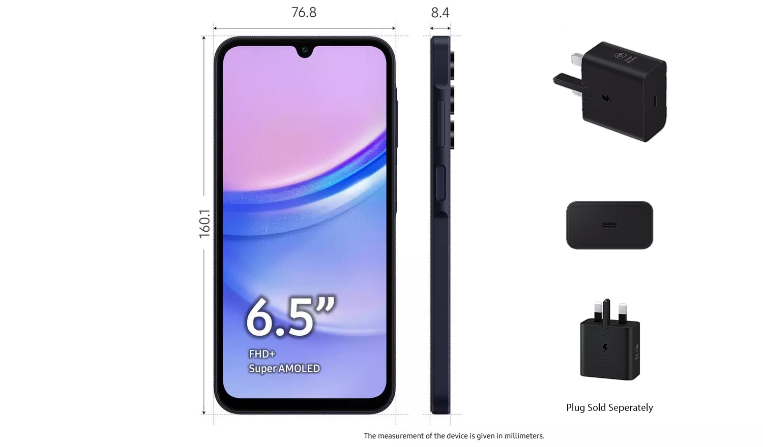 Samsung SM-A156B Galaxy A15 Dual SIM 5G 4GB RAM 128GB Blue Black EU (Reconditionné)