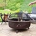 Sunnydaze Cosmic 42-Inch Large Outdoor Fire Pit - Wood-Burning Fire Pit with Round Spark Screen, Poker, and Built-in Grate