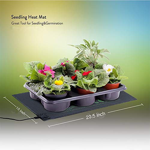 EACHON 10"x20.5" Seedling Heat Mat and Thermostat Controller IP65 Waterproof Seed Starting Plant Heating Pad (1020.5 Seed mat with Themostat) (Seed mat with Themostat)