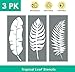 Leaf Stencils (3 Designs), Large Tropical Leaves Templates for Painting Floor/Wall/Tile/Furniture/Fabric/Wood, Each 14.5” x 5.85”, Strong & Reusable, DIY Crafts, Made in America by Small Business