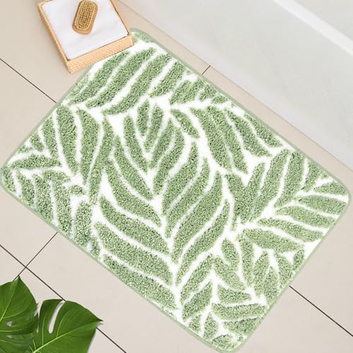 Homantic Badteppiche für Badezimmer, rutschfest, maschinenwaschbar, Badezimmerdekoration, wasserabsorbierend, Badteppiche für Waschbecken, Badewanne und Dusche, 50 x 80 cm, Salbeigrün