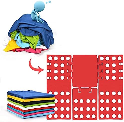 AllRight T Shirt Folding Board Flip Fold Clothes Folder Easy and Fast Folding Board Aid for Kid and Adult to Fold Clothes (Red)
