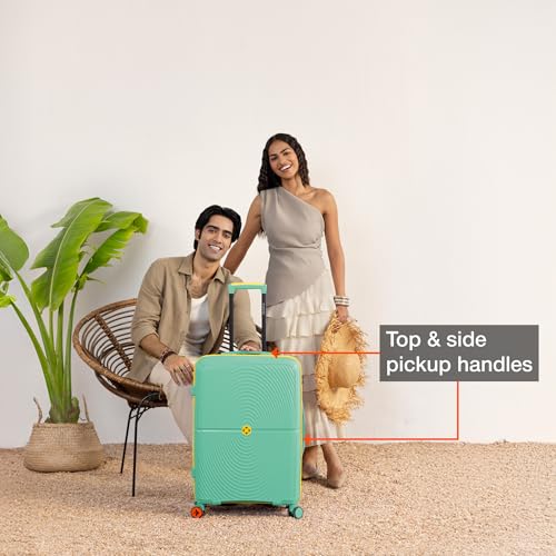 Image of Nasher Miles Bali Hard-Sided Polypropylene Check-in Luggage 28 inch | 75cm | 8 Wheels Large Trolley Bag for Travel | Suitcase (Pastel Green)