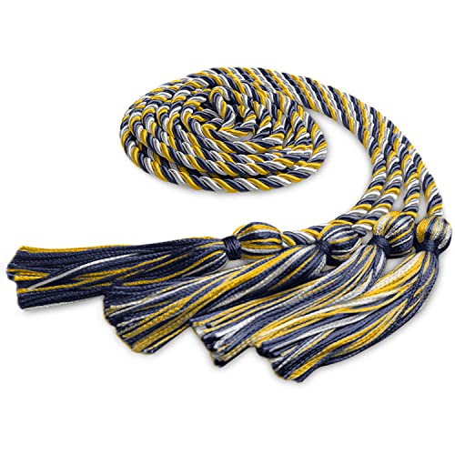 Image of Endea Graduation Double Honor Cord Three-Color (Navy Blue /Gold /White)