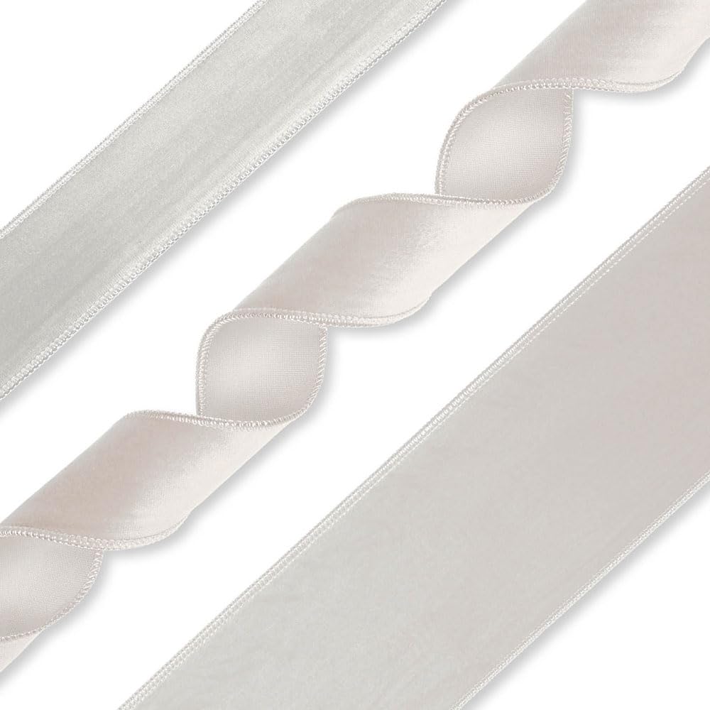 FloristryWarehouse Ivory Christmas Velvet Fabric Ribbon 100mm (4") Wide on 8m roll Wired Edge, 4 inches x 324 inches - Image 2