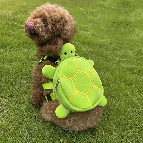 Dog Backpack Harness with Leash, Adjustable Dog Harness Backpack for Small Dogs, Cute Turtles Shape Bag Pet Carrier Backpacks for Hiking Training and Daily Walking - Image 3