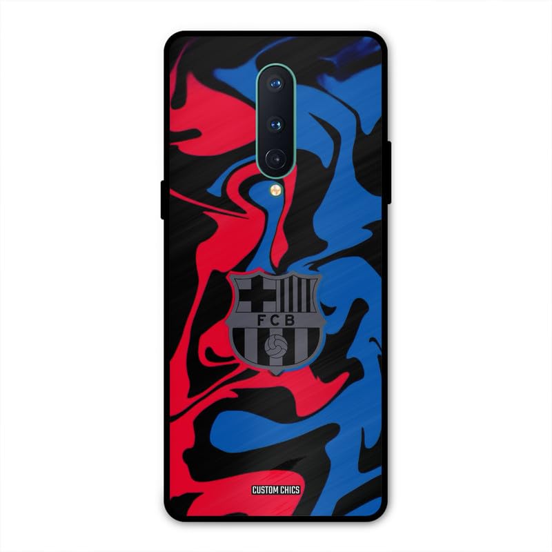 Image of PrintShield FC Barcelona Comic Back Cover for Oneplus 8, Shockproof Printed Phone Case with Soft TPU Sides & Anti-Slip Grip