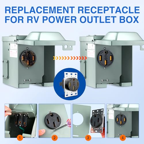 Image of Nilight 50AMP RV Power Outlet 125 /250V ETL Listed NEMA 14-50R | Heavy Duty Receptacle Straight Blade Flush Mounting Replacement Panel for RVs Camper Trailer EV