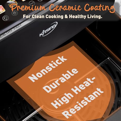 Image of 10.6 QT Oilless XL Large Air Fryer, 9 Presets & Keep Warm, Stainless Steel Inner Cavity, 400℉ Precise Temp Control, Shake Reminder, Square Non-Stick&Dishwasher Safe Basket,With Visible Window
