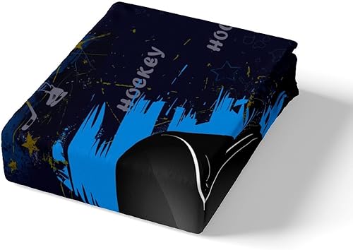 Miniatura 5 de Manfei Juego de funda de edredón para niños de hockey sobre hielo, tamaño matrimonial, funda de edredón azul con 2 fundas de almohada, juego de ropa