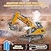 XIKERAY Remote Control Excavator Toys for Ages 6-12 Boys, 13 Channel RC Excavator Construction Toys with Metal Shovel, Spray, Lighting, Sounds, Birthday Gifts for Kids 5-7 8 9 10 11 Year Old