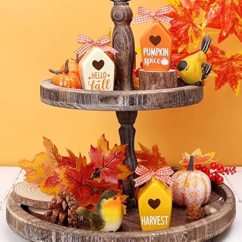 Fall Mini Ceramic Birdhouse Decor Set Cover