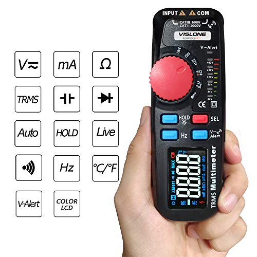 Voltmeter VISLONE Multimeter AC DC Ammeter Ohmmeter Volt Tester Meter Digital Multimeter Voltage Tester AC/DC Dual Mode Volt Meter Mini TRMS 6000 Current Resistance Tests