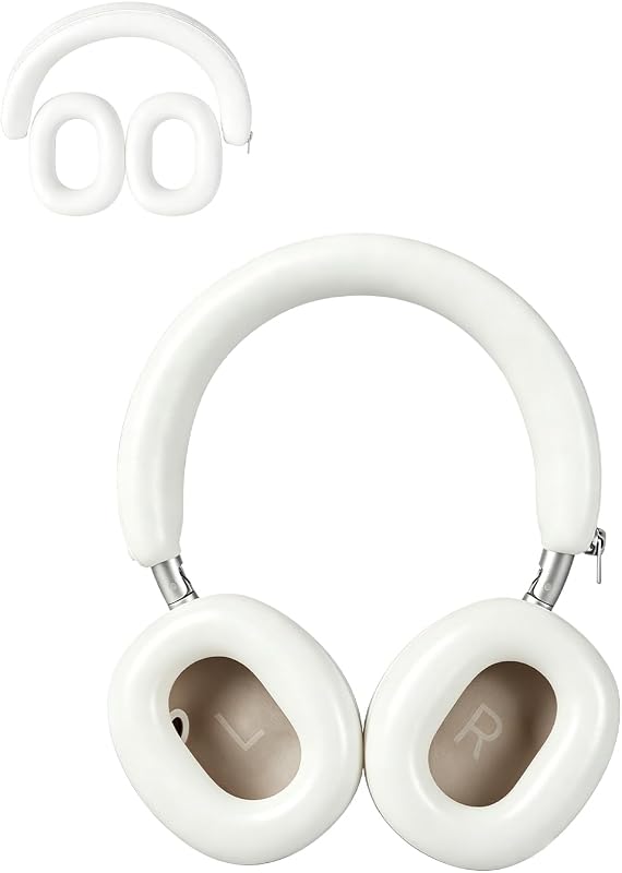 Silicone Headphone Cover Set for Anker Soundcore Space 2 Earphone, Ear Pad Covers & Headband Protector, Sweatproof Anti-Scratch Soft Protective Case for Soundcore Space 2, White