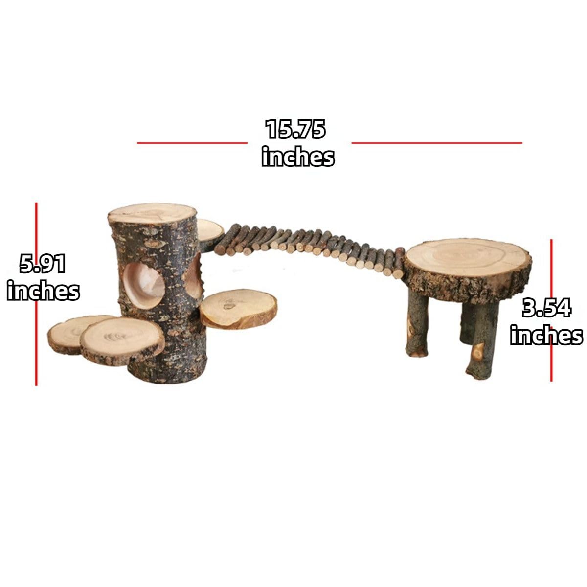 Juguete de plataforma de madera para hámster, escalera de madera segura para actividades de parque infantil para mascotas, conejillo de indias, puente de escalada, escondite de hámster