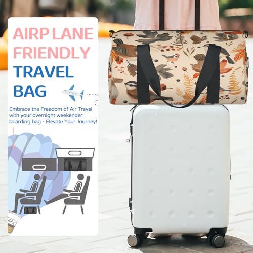 Autumn Birds Maple Leaves Berries Gym Bag for Women, Duffle Bag for Travel Sport, Lightweight Waterproof Carry on Weekender Dance Yoga Workout Bags3