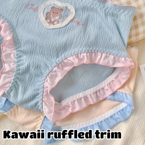 Cute Cartoon Bear Panties Japanese Anime Ruffled Trim Underwear Cotton Crotch Briefs 4 Pack for Teen Girls Age14-184