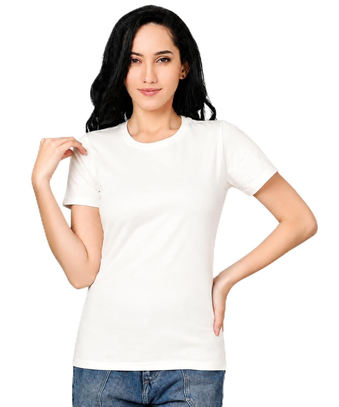 Women’s Premium 100% Ring-Spun Cotton T-Shirt – Classic Crew Neck Short Sleeve, Soft Brea…