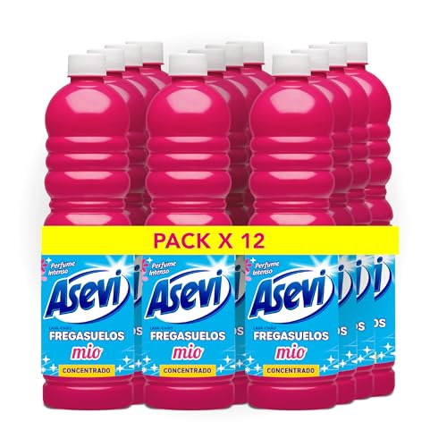 Asevi Fregasuelos Perfumado Duradero Mio - Friegasuelos Concentrado con Aroma Floral - Limpiasuelos con pH Neutro para Todo Tipo de Suelos, Incluso Superficies Delicadas - 12 x 1 Litro