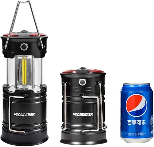 Miniatura 6 de WONDERER Paquete de 2 linternas LED recargables, linterna de camping 4 en 1 con cable USB y funciona con pilas, linterna plegable portátil con base