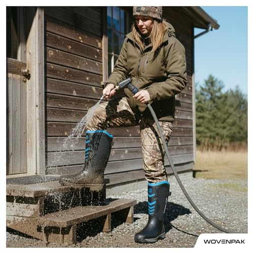 Image of Wovenpak Extra Wide Rubber Boots for Women, Waterproof Hunting Boots with Steel Shank, Insulated Mud Boot, 6mm Neoprene Anti-slip Outdoor Work Boots, Size 6-11