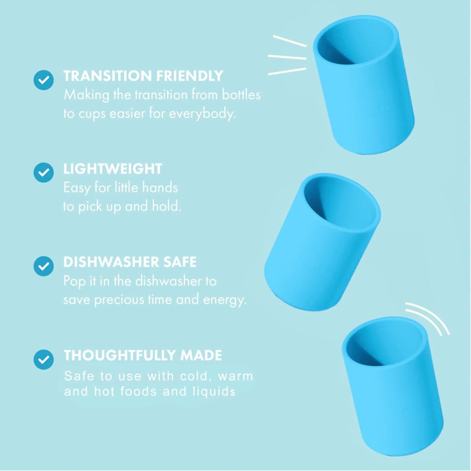 Avanchy Silicone Training Cup – 5 oz + 12 oz Open Cups for Toddlers and Infants – Ideal for Baby Led Weaning and Transitioning from Bottles, Blue