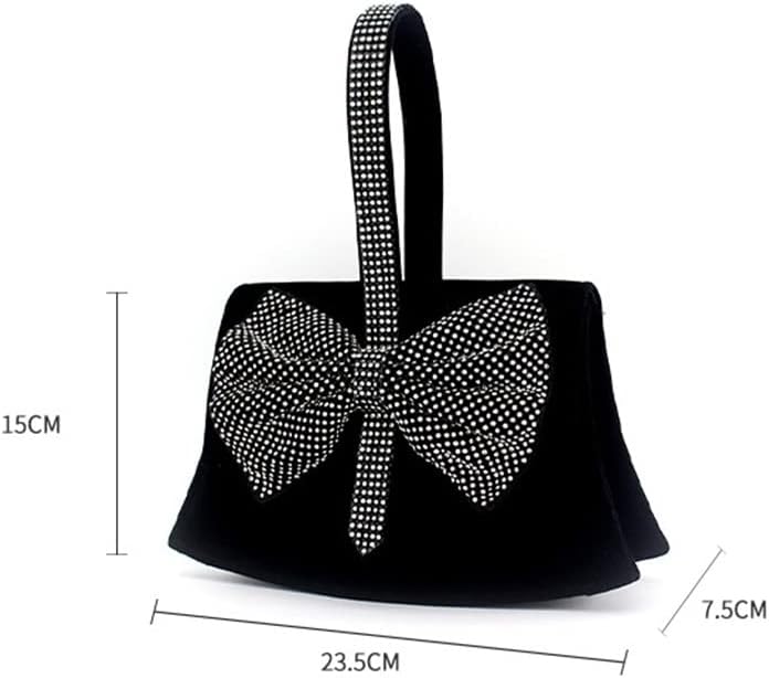 Suede Tote Ins Rhinestone Bow Dinner Bag Sigle Shoulder Crossbody Bag Women's Bag Evening Bag