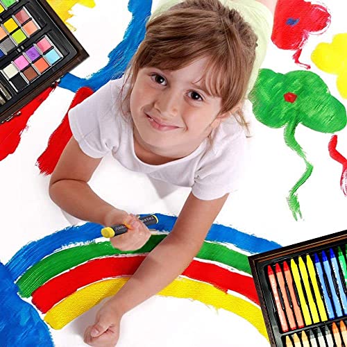 Sunnyglade 145 Piece Deluxe Art Set, Wooden Art Box & Drawing Kit With Crayons, Oil Pastels, Colored Pencils, Watercolor Cakes, Sketch Pencils, Paint Brush, Sharpener, Eraser, Color Chart (Cherry) #TOP4
