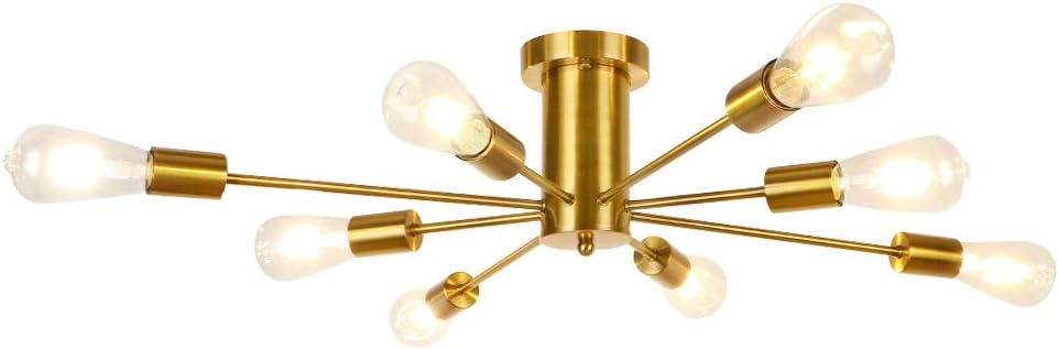 TOP оƒƒERS LynPon Gold Sputnik Flush Mount Ceiling Light 8 Lights Retro Gold Light Mid Century Brass Light Fixture Modern Pendant Lamp Chandeliers for Kitchen Dining Room Living Room Bedroom Foyer TOP оƒƒERS LynPon Gold Sputnik Flush Mount Ceiling Light 8 Lights Retro Gold Light Mid Century Brass Light Fixture Modern Pendant Lamp Chandeliers for Kitchen Dining Room Living Room Bedroom Foyer