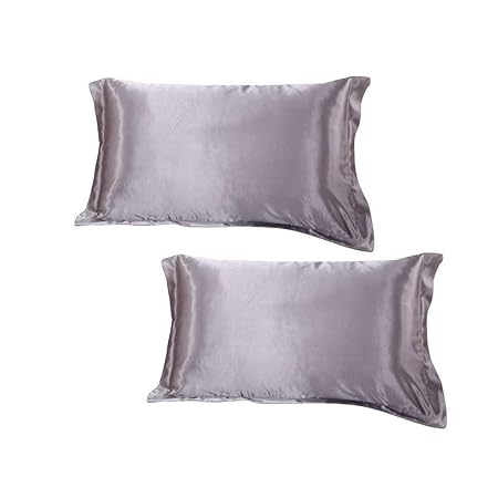 MPG 2X Silky Soft Satin Standard Pillow Cushion Cover Pillowcase Bed Decor-Gray