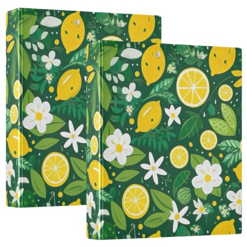 Classeur 3 anneaux 3,8 cm citrons et fleurs grand format pour fournitures de bureau