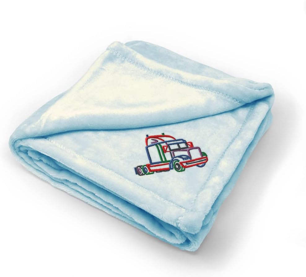 Fastasticdeals Nursery Bedding Baby Blankets for Boys & Girls Semi Truck Colorful Logo