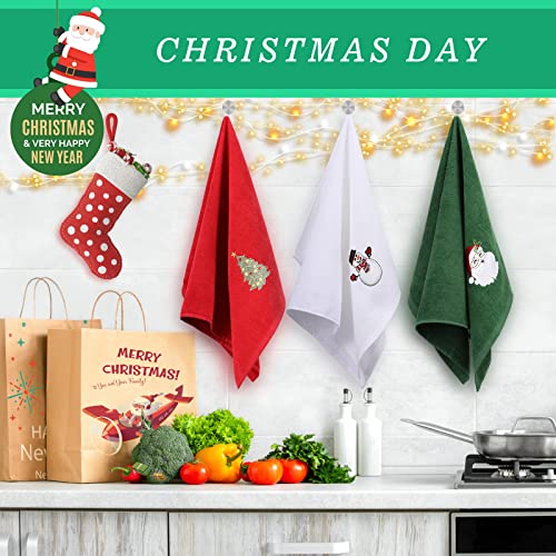 Byaway Christmas Hand Towels For Bathroom Kitchen Towel Decorative Set 25" X 16" Holiday Decor Dish Towels Fingertip Towel Ultra Soft And Highly Absorbent 100% Cotton Towel Gift Set（Green,White,Red） #TOP5