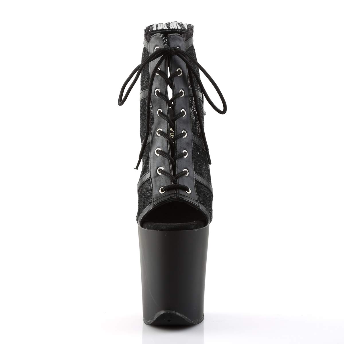 Pleaser Sandalias con Plataforma Flamenco para Mujer, Blk Mesh Lace Blk Matte, 37 EU