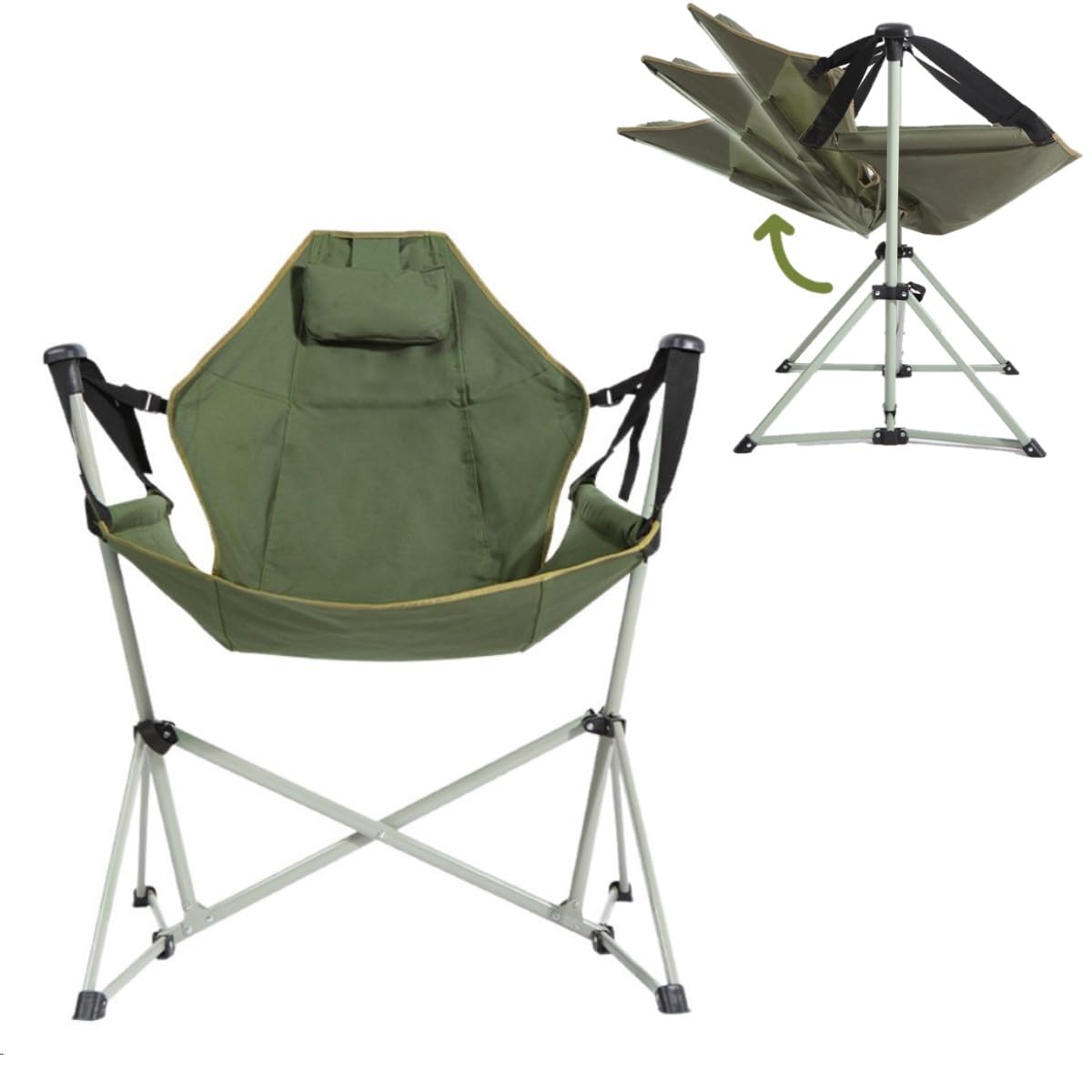 Chaise hamac portable pour camping et voyage verte pour enfant