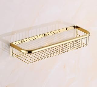 17.72" Rustproof Brass Shower Caddy Wall Mounted Bathroom & Kitchen Storage Shelf with Concealed Screws Durable for Toiletries & Accessories