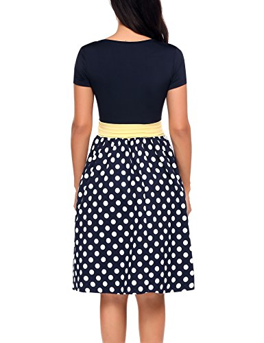 ACEVOG - Vestito - Skater - Maniche Corte - Donna