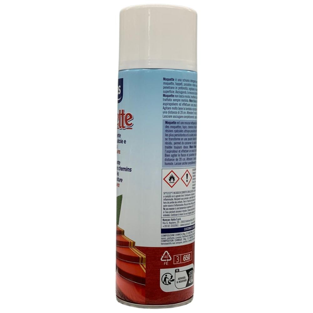 Mousse Detergente per Moquette, Passatoie e Interni Auto, Azione Smacchiante 500ml (4 Unità)