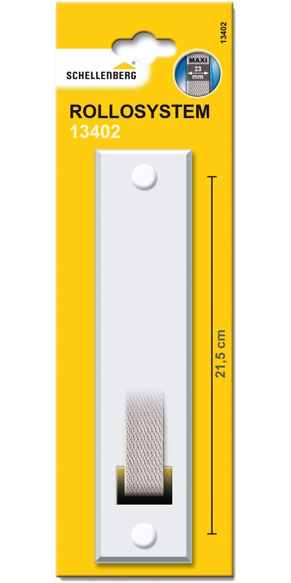 Schellenberg 13402 Placca tapparelle avvolgibili STANDARD Maxi: 23 mm di larghezza del nastro, piastra tapparella con spaziatura dei fori 21,5 cm, lunghezza totale 25 cm, bianco (Confezione da 6)