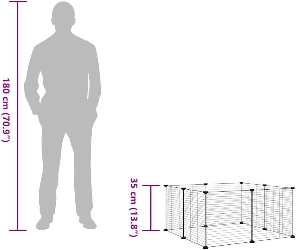 8-Panel Black Steel Dog Crate & Cat Playpen 13.8"x13.8"x27.6" Collapsible Kennel Indoor/Outdoor Travel