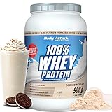 Body Attack - 100% Whey Protein - Cookies n Cream, 900g - Made in Germany – extra cremiges Eiweißpulver mit Hydrolysat und BCAA´s, unterstützt Muskelaufbau und Diäten, für alle Sportler & Athleten
