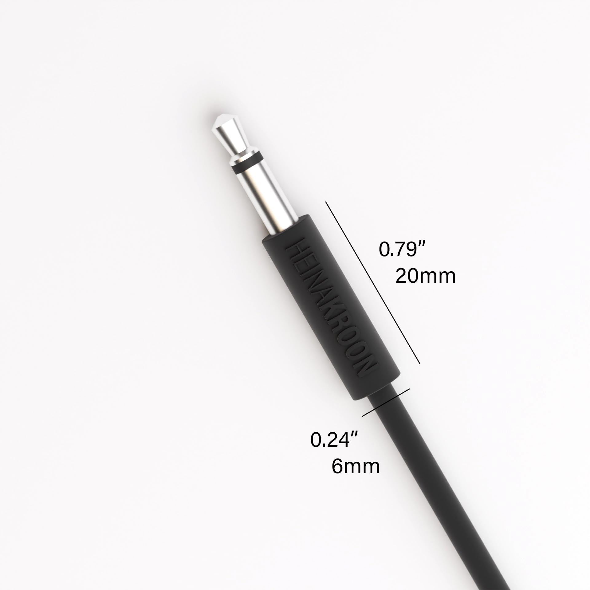 Heinakroon Slimline - Cables de conexión CV negros de 1/8 pulgadas, (no para guitarra), cables de conexión modulares Eurorack, paquete de 6 (23.6 pulgadas)