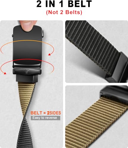 Men Belt-Reversible Ratchet Belt Stretchable for Gift Men Work Casual Golf 1 3/8"-Cut For Fit -2 In 1Belt2