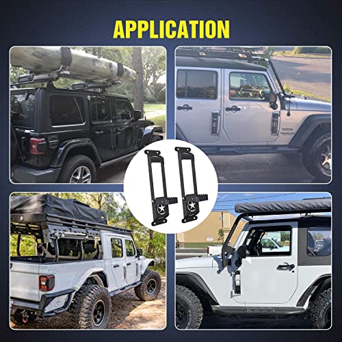 Image of Nilight Door Hinge Steps - Metal Foldable Foot Pegs Exterior Car Accessories for 2007-2017 Jeep Wrangler JK JKU & 2018-2020 Jeep Wrangler JL JKU - Pack of 2