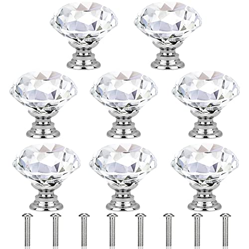 Ouligay 8Pcs Crystal Door Knobs Glass Drawer Knobs Crystal Drawer Handles 30Mm Diamond Shaped Drawer Pull Handle Clear Cabinet Knobs With Screws For Cupboards Cabinet Dresser Kitchen #TOP21