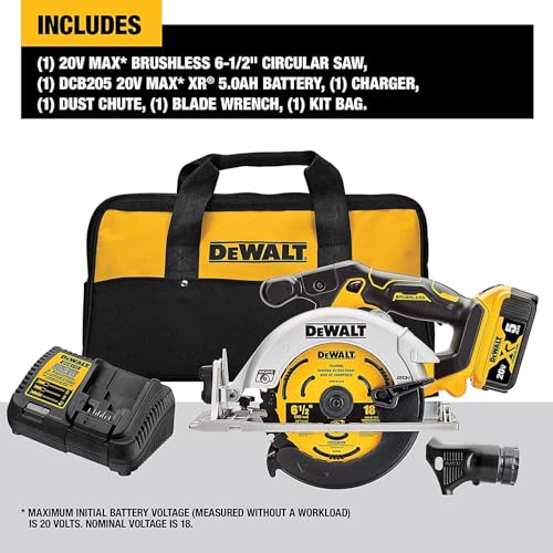 DEWALT 20V MAX* Circular Saw, 6-1/2-Inch, Cordless, Battery 