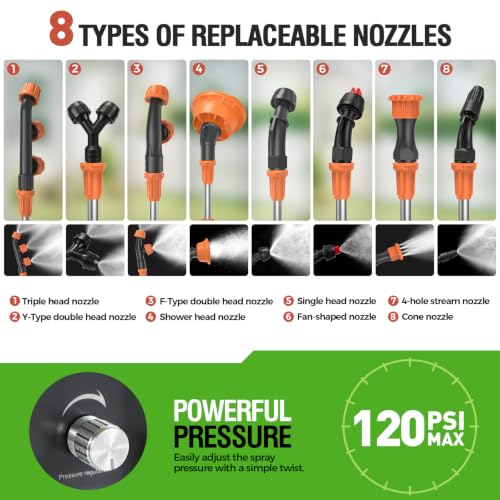 Image of Backpack Sprayer Battery Powered, 4.2 Gallon Electric Pump Sprayer with Dual 20V 4Ah Batteries, Padded Straps, 120 PSI, 2 Spray Wands & 8 Nozzles for Yard, Garden, Lawn & Farm, Weed and Pest Control